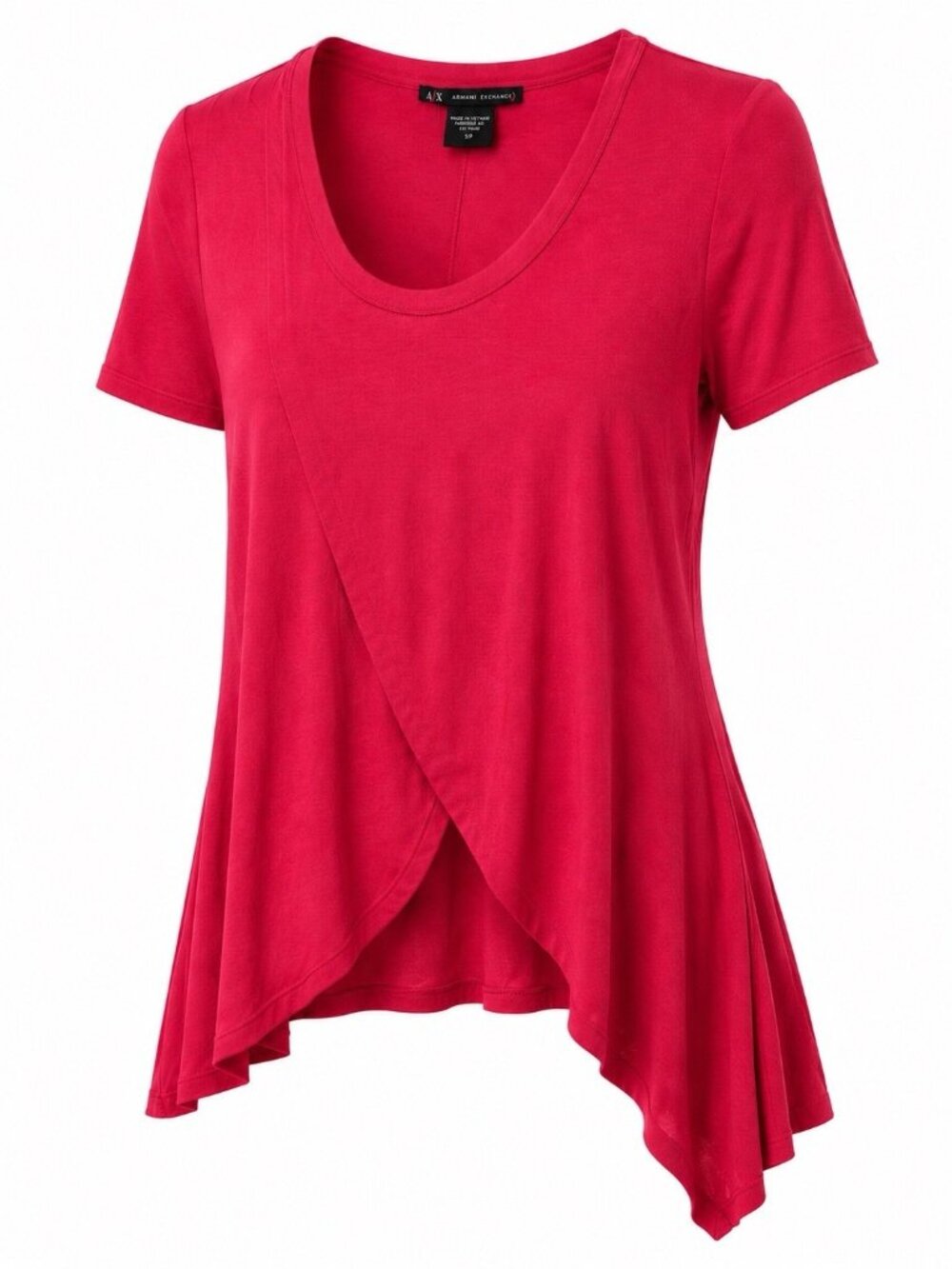 A X Armani Exchange Tunic Top Womens Small Pink Modal Asymmetrical Draped Hem